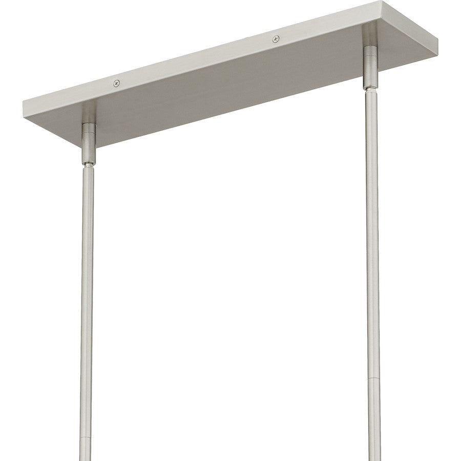 Ramada 16 Light Island Light, Nickel/Clear Ribbed Glass