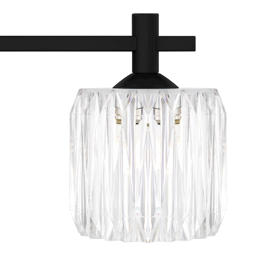 Spade 4Light Bath Light, Matte Black/Clear Acrylic