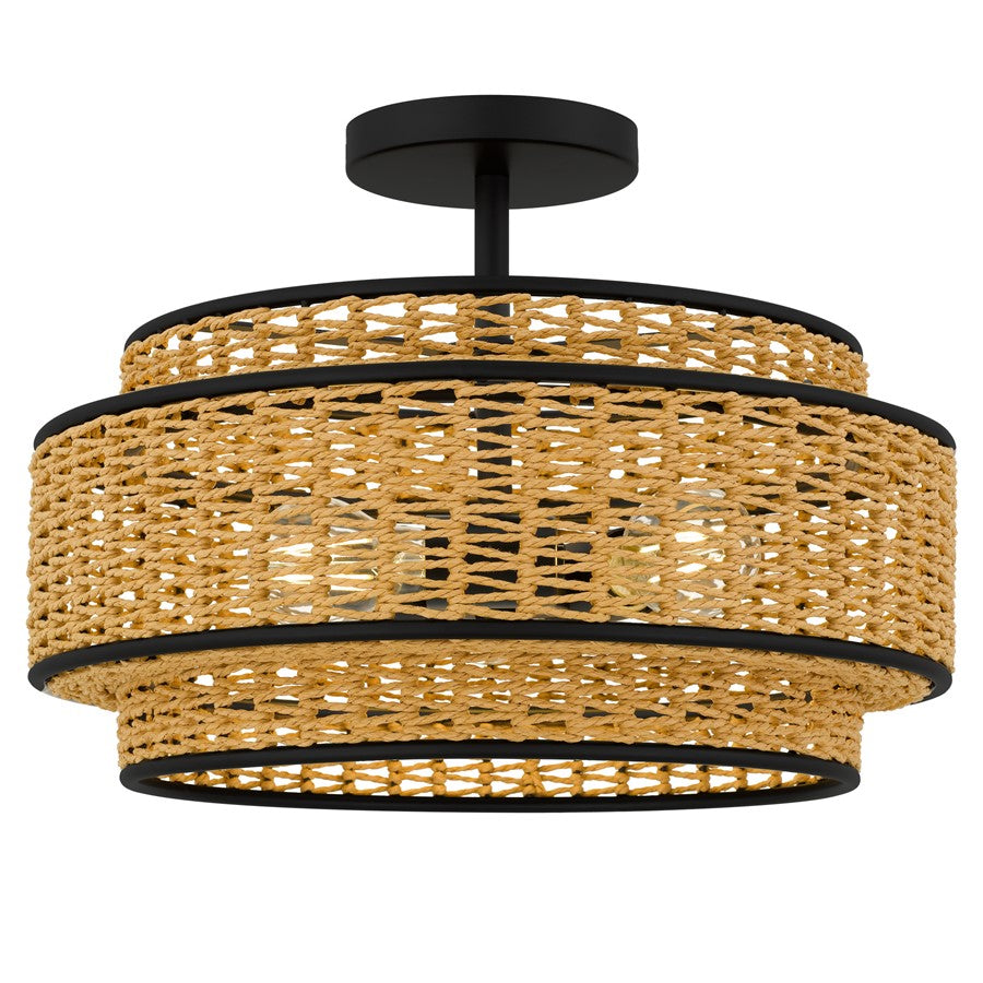 Quoizel Teton 3-Lt Matte Black Semi-Flush Mount, Matte Black - TET1716MBK