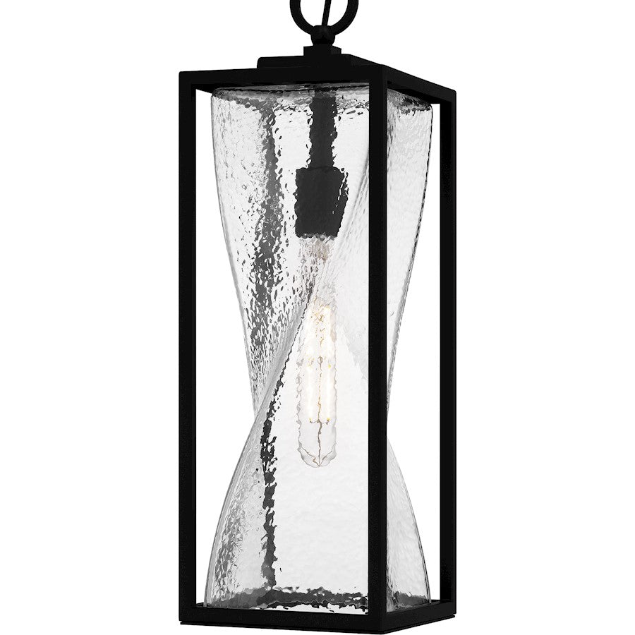 Zarah 1Light Mini Pendant, Matte Black/Clear Hammered Glass