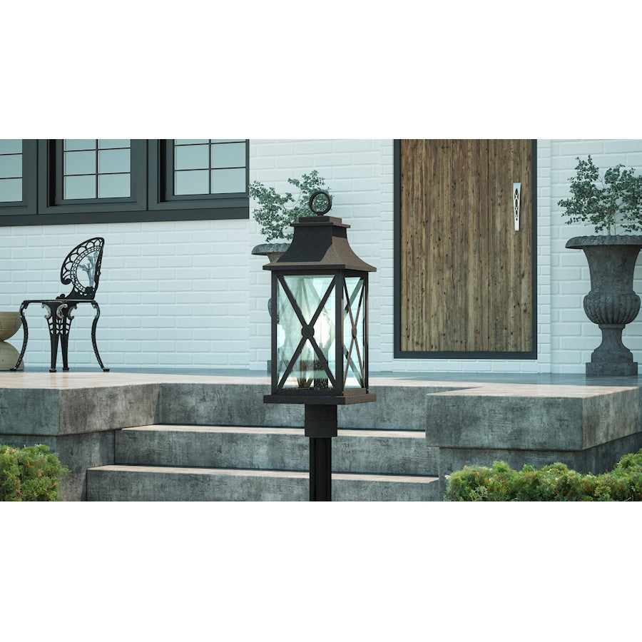 Ellerbee 1 Light Outdoor Post Lantern, Mottled Black