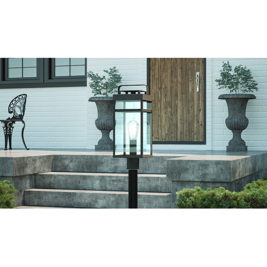 Keaton 1 Light Outdoor Post Lantern, Mottled Black