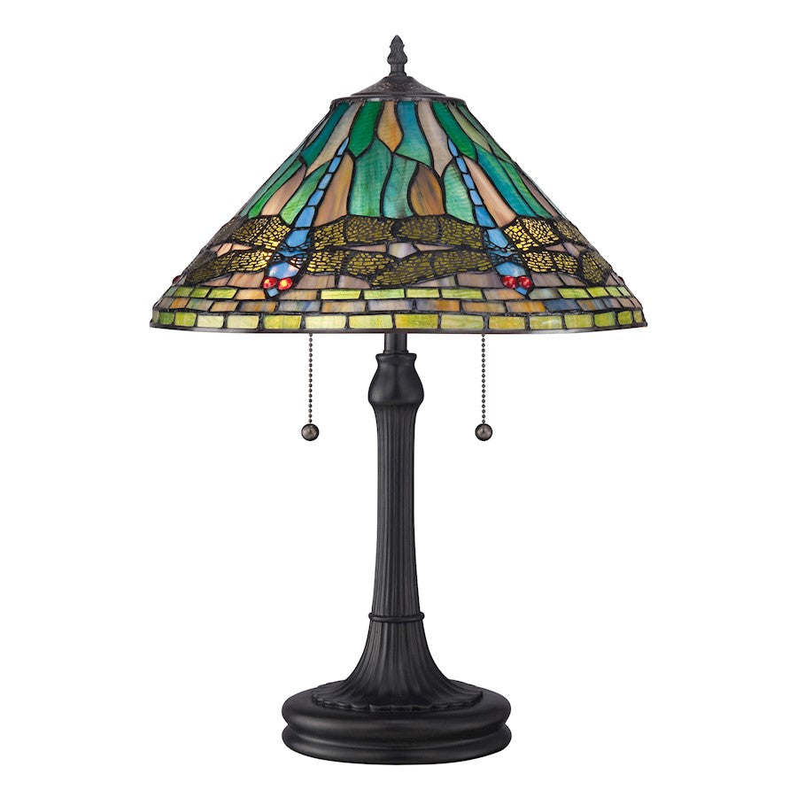 2 Light King Tiffany Table Lamp, Vintage Bronze