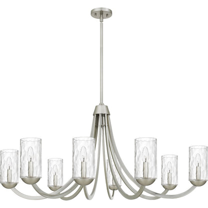 Allard 8Light Chandelier, Brushed Nickel/Clear Water Glass