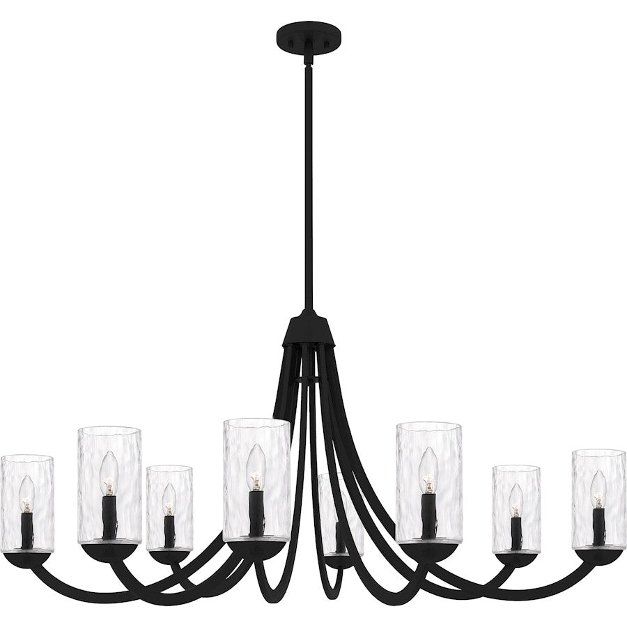 Quoizel Allard 8Light Chandelier, Matte Black/Clear Water Glass - ALD5045MBK