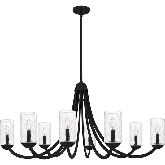 Quoizel Allard 8Light Chandelier, Matte Black/Clear Water Glass - ALD5045MBK