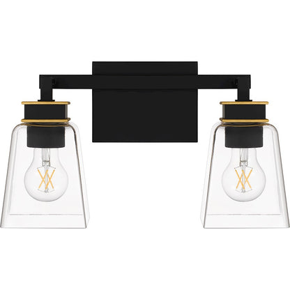 Almany 2 Light Bath Light, Matte Black/Clear Glass