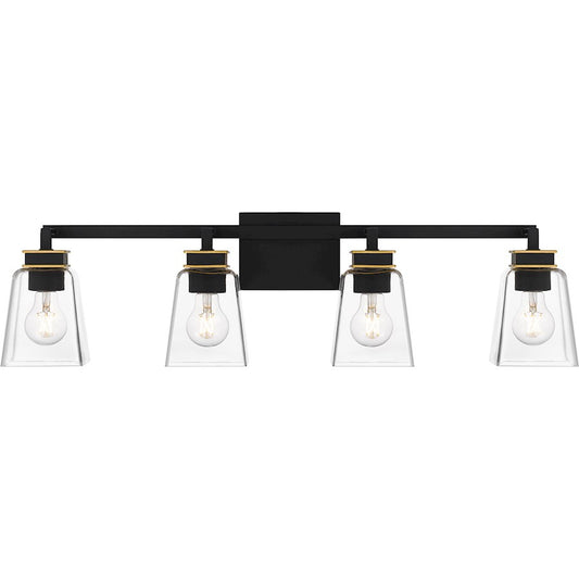 Quoizel Almany 4 Light Bath Light, Matte Black/Clear Glass - ALY8632MBK