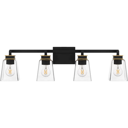 Almany 4 Light Bath Light, Matte Black/Clear Glass