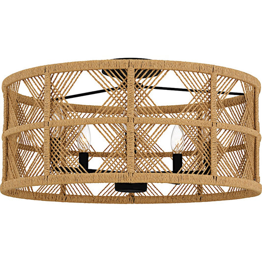 Quoizel Axford 5Light Semi-Flush Mount, Matte Black/Natural Rope - AXF1722MBK