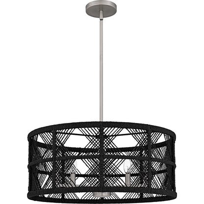 Axford 5Light Pendant, Antique Nickel/Black Rope