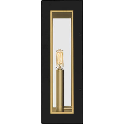 Bourbon 2 Light 15" Outdoor Lantern, Black/Clear Glass
