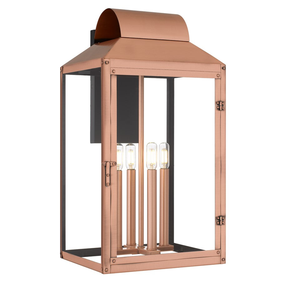 Quoizel Beryn 4-Lt Aged Copper Outdoor Wall Lantern, Aged Copper - BER8412AC