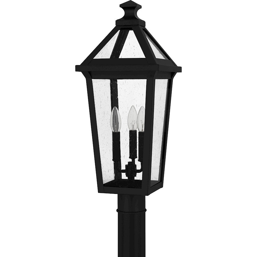 Boulevard 3 Light Outdoor Post Lantern, Black/Clear Seedy