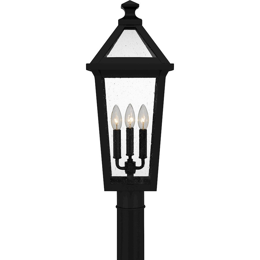 Boulevard 3 Light Outdoor Post Lantern, Black/Clear Seedy