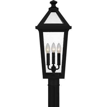 Boulevard 3 Light Outdoor Post Lantern, Black/Clear Seedy