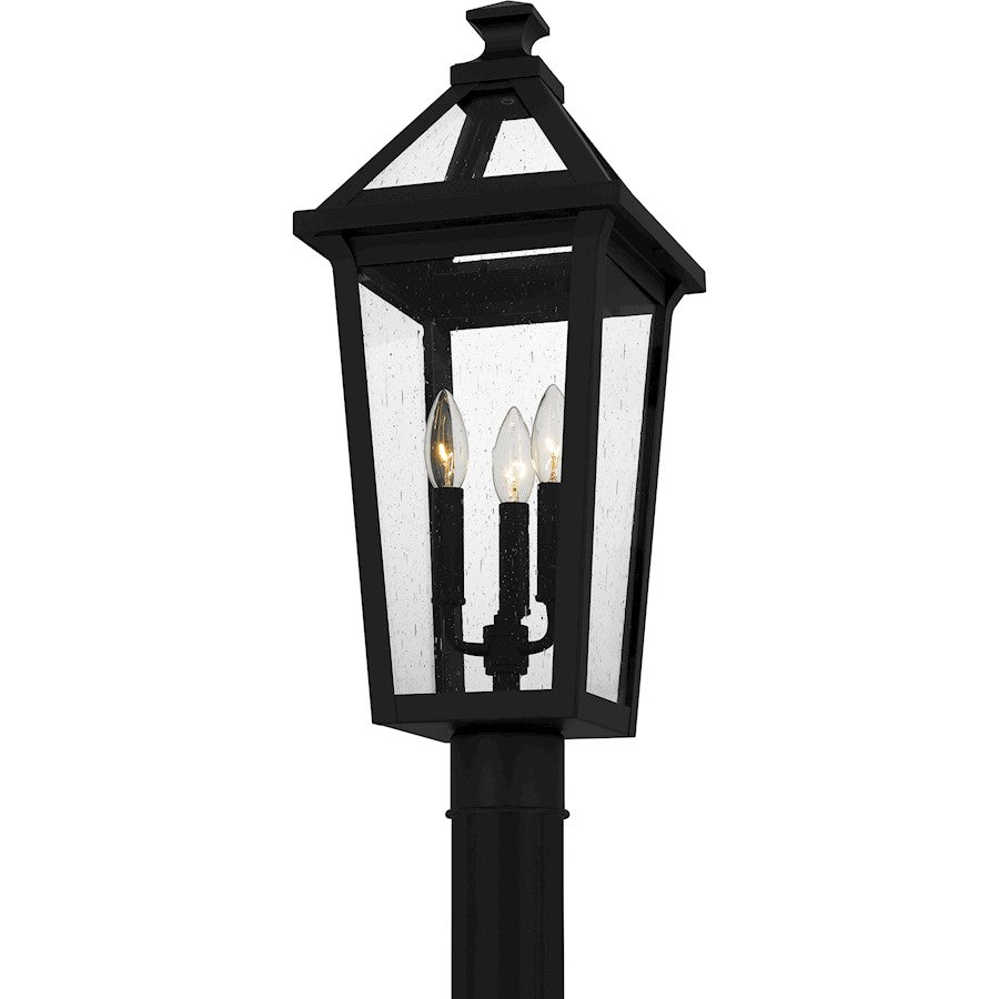 Boulevard 3 Light Outdoor Post Lantern, Black/Clear Seedy
