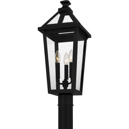 Boulevard 3 Light Outdoor Post Lantern, Black/Clear Seedy