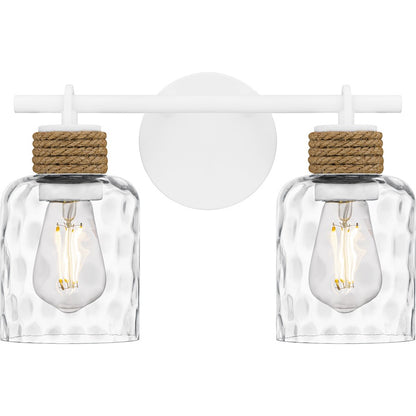 Quoizel Baltic 2Light Bath Light, Matte White/Clear Water Glass - BTC8614W
