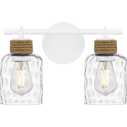 Quoizel Baltic 2Light Bath Light, Matte White/Clear Water Glass - BTC8614W