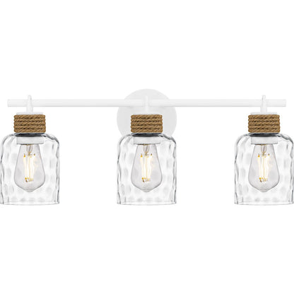 Quoizel Baltic 3Light Bath Light, Matte White/Clear Water Glass - BTC8624W
