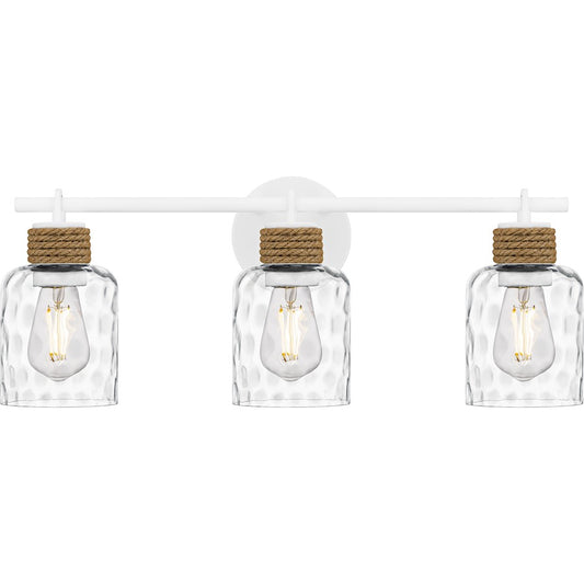 Quoizel Baltic 3Light Bath Light, Matte White/Clear Water Glass - BTC8624W