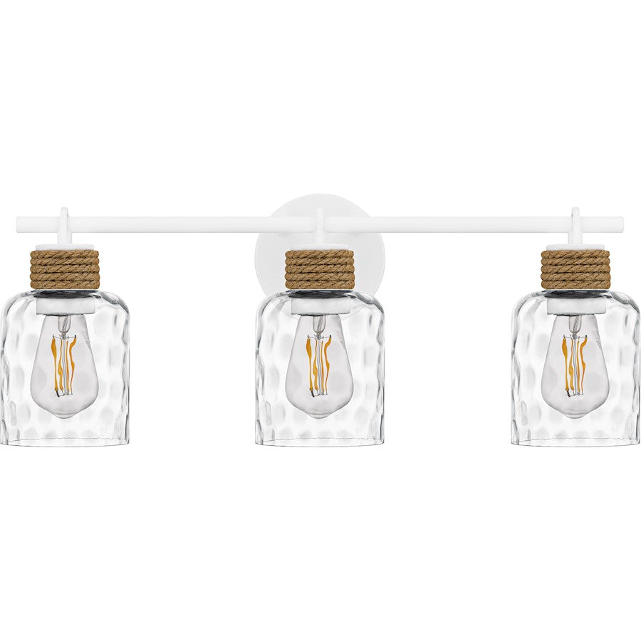Baltic 3Light Bath Light, Matte White/Clear Water Glass