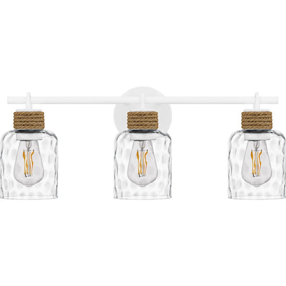 Baltic 3Light Bath Light, Matte White/Clear Water Glass
