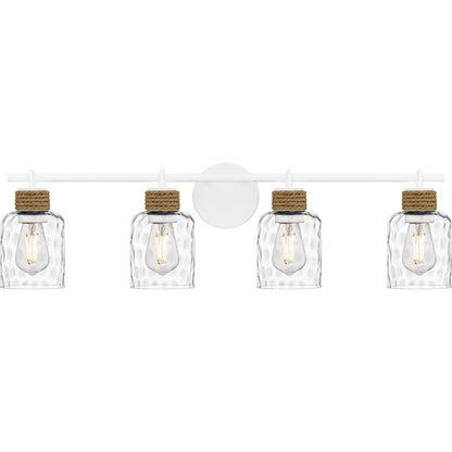 Quoizel Baltic 4Light Bath Light, Matte White/Clear Water Glass - BTC8634W