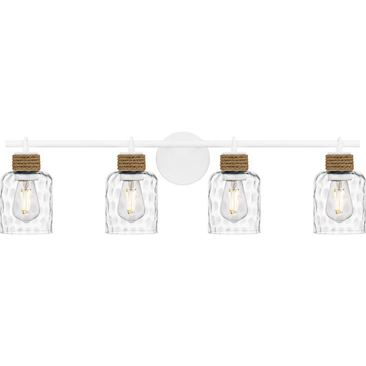 Quoizel Baltic 4Light Bath Light, Matte White/Clear Water Glass - BTC8634W