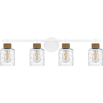 Baltic 4Light Bath Light, Matte White/Clear Water Glass