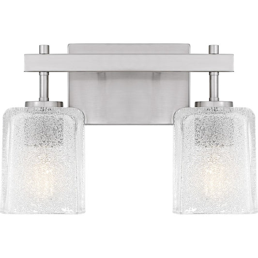 Quoizel Brenthouse 2Lt Bath Light, Nickel/Clear/Sand Spray Inside - BTH8613BN