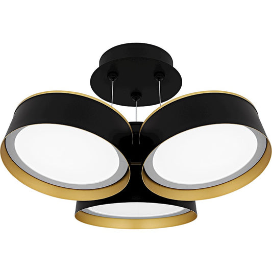 Quoizel Byrnes Light Semi-Flush Mount, Matte Black/Metal - BYS1719MBK