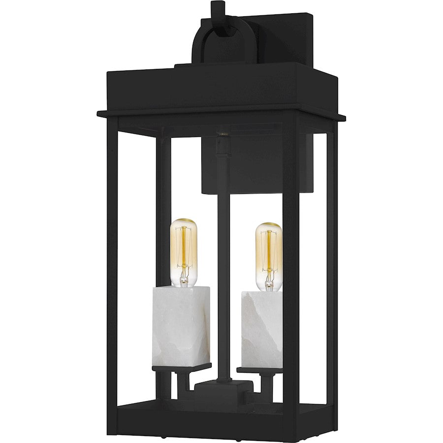 Carmen 2Lt 16" Outdoor Lantern, Black/Clear/Tempered Panel