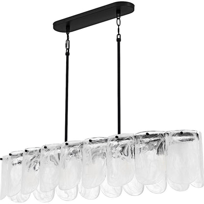 Cassidy 5Light Island Light, Matte Black/White Swirl Glass