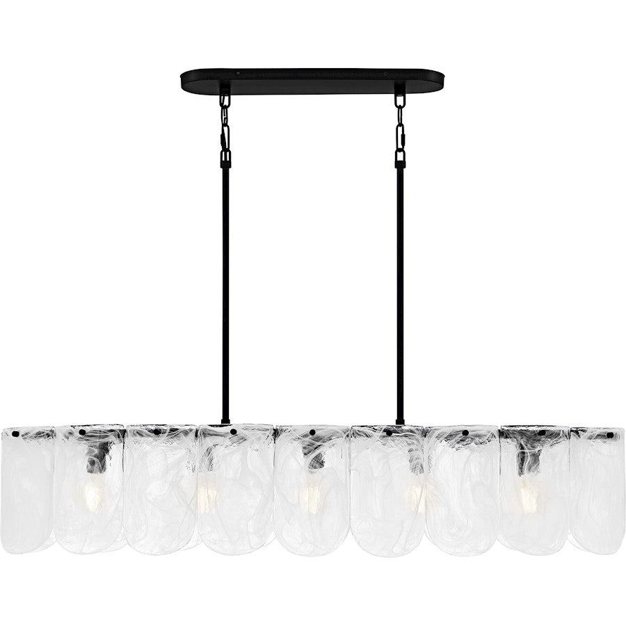 Cassidy 5Light Island Light, Matte Black/White Swirl Glass