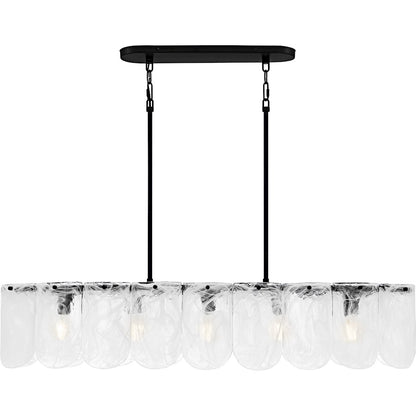 Cassidy 5Light Island Light, Matte Black/White Swirl Glass