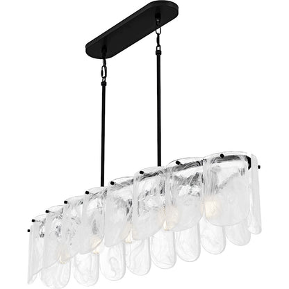Cassidy 5Light Island Light, Matte Black/White Swirl Glass