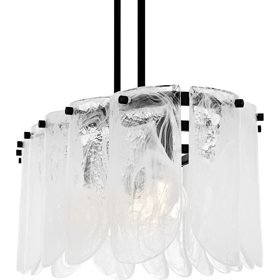 Cassidy 5Light Island Light, Matte Black/White Swirl Glass