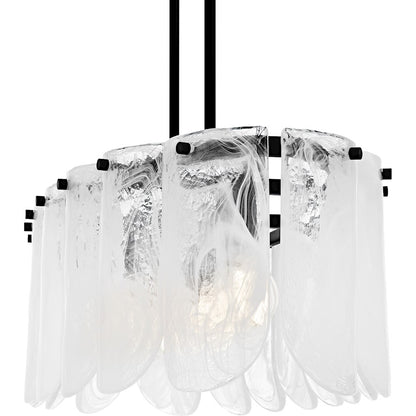 Cassidy 5Light Island Light, Matte Black/White Swirl Glass