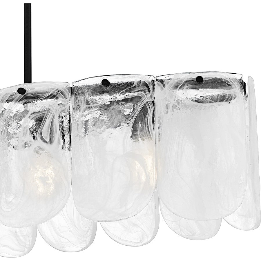 Cassidy 5Light Island Light, Matte Black/White Swirl Glass