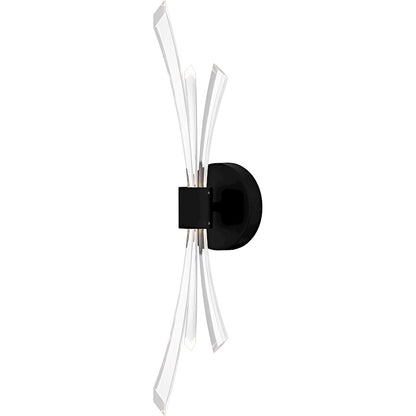 Cecily Light Wall Sconce, Matte Black/Clear Crystal Glass