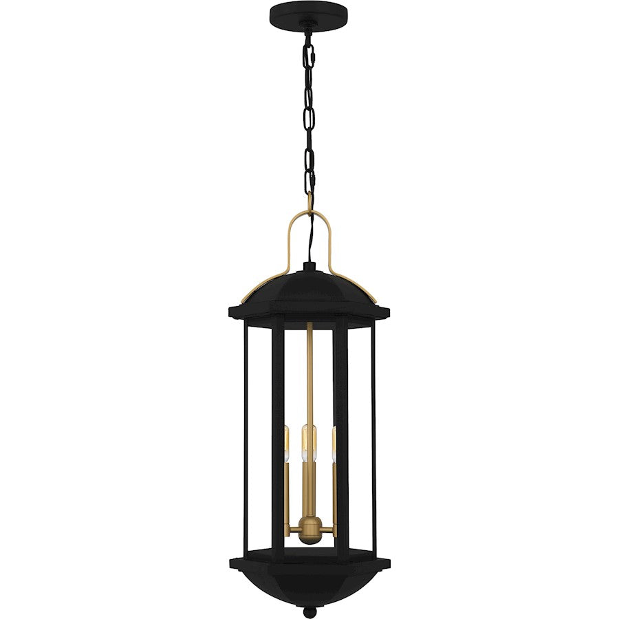 Quoizel Crestfield 3Lt 27" Outdoor Lantern, Black/Clear - CFD1910MBK