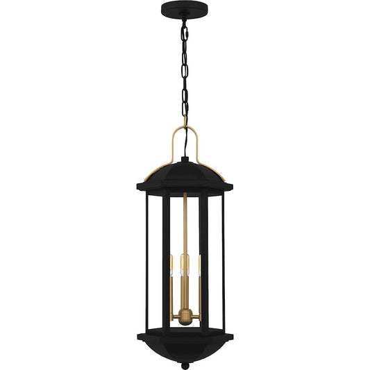 Quoizel Crestfield 3Lt 27" Outdoor Lantern, Black/Clear - CFD1910MBK