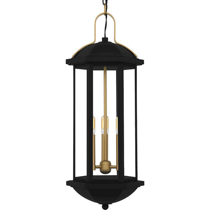 Crestfield 3Lt 27" Outdoor Lantern, Black/Clear