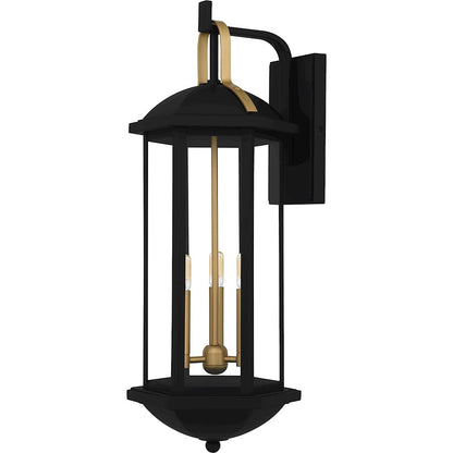 Crestfield 3Lt 26" Outdoor Lantern, Black/Clear