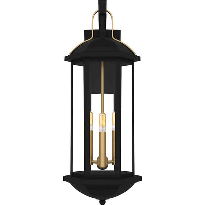 Crestfield 3Lt 26" Outdoor Lantern, Black/Clear