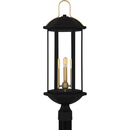 Quoizel Crestfield 3Lt 28" Outdoor Lantern, Black/Clear - CFD9010MBK