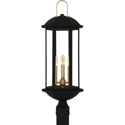 Crestfield 3Lt 28" Outdoor Lantern, Black/Clear