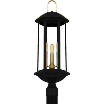 Crestfield 3Lt 28" Outdoor Lantern, Black/Clear